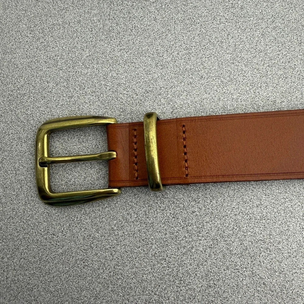 Madewell Leather Belt Womens XXL 2XL Brown Brass Buckle Tip Preppy Classic 1.25" - Picture 2 of 13
